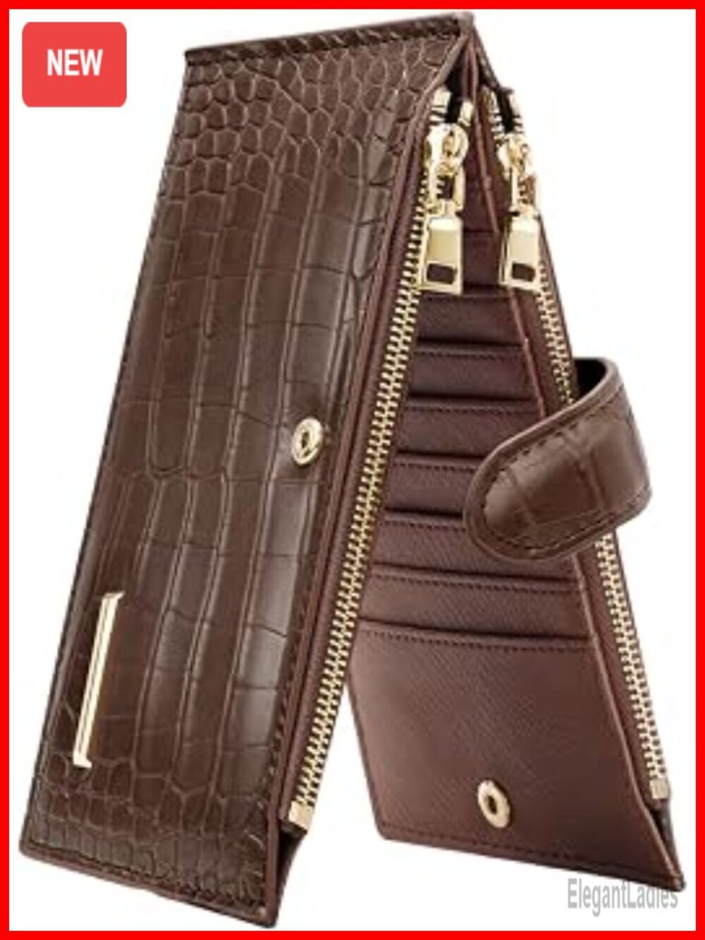 Faux Leather Croc Embossed RFID Blocking Large Capacity Zip Wallet